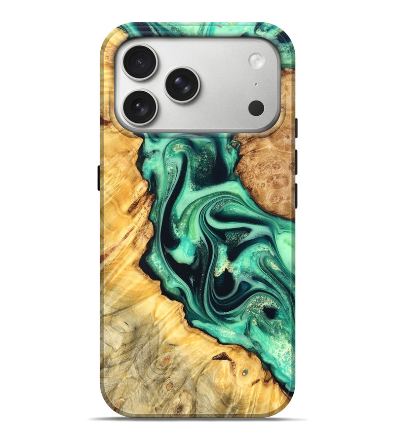 iPhone 17 Pro Max Wood Live Edge Phone Case - Nichole (Green, 823508)