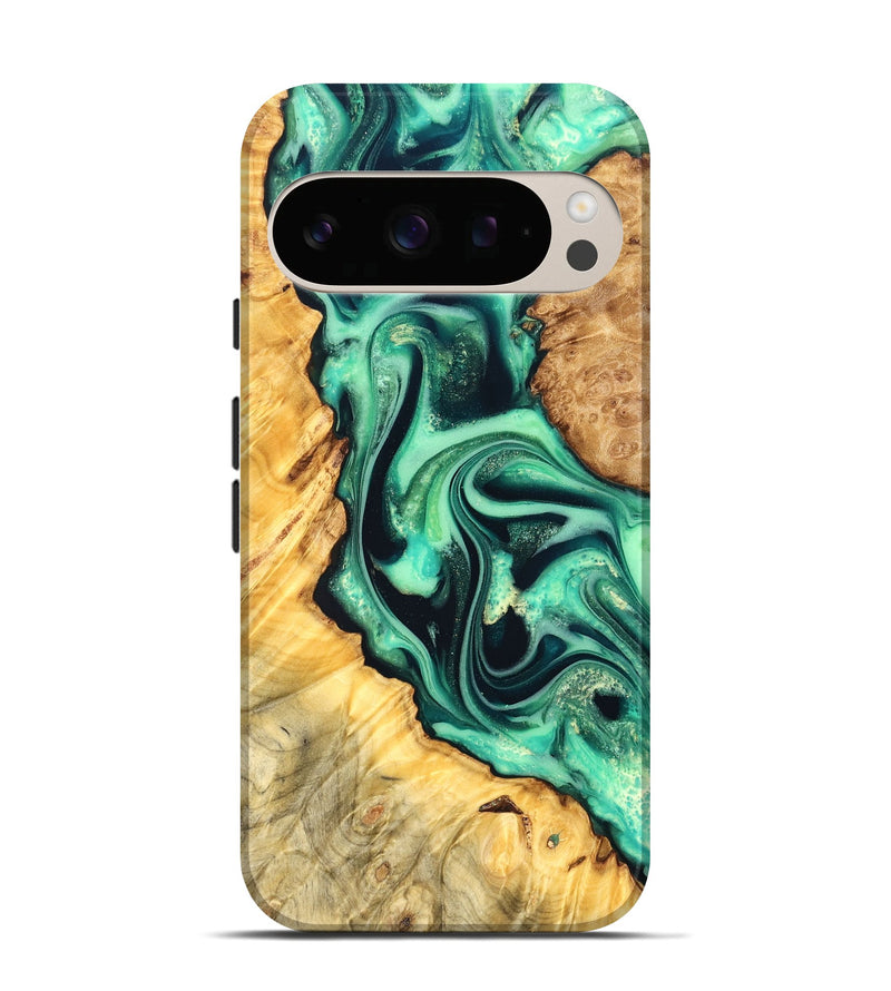 Pixel 10 Pro Wood Live Edge Phone Case - Nichole (Green, 823508)