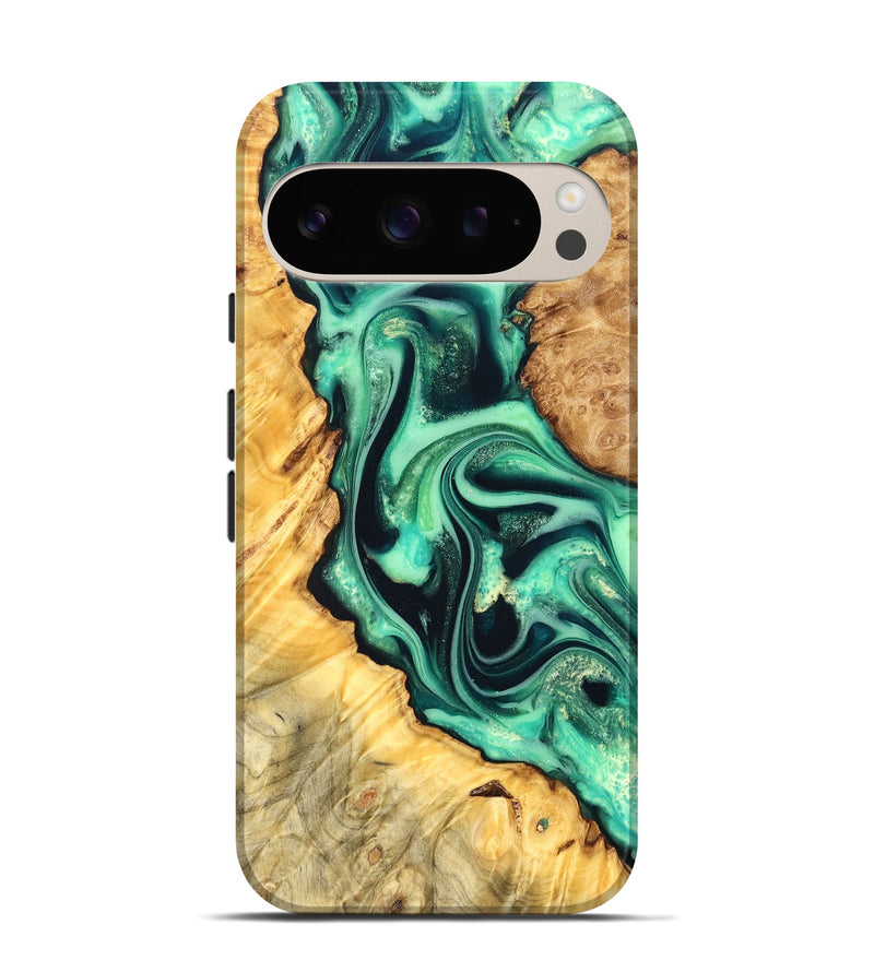 Pixel 9 Pro Wood Live Edge Phone Case - Nichole (Green, 823508)