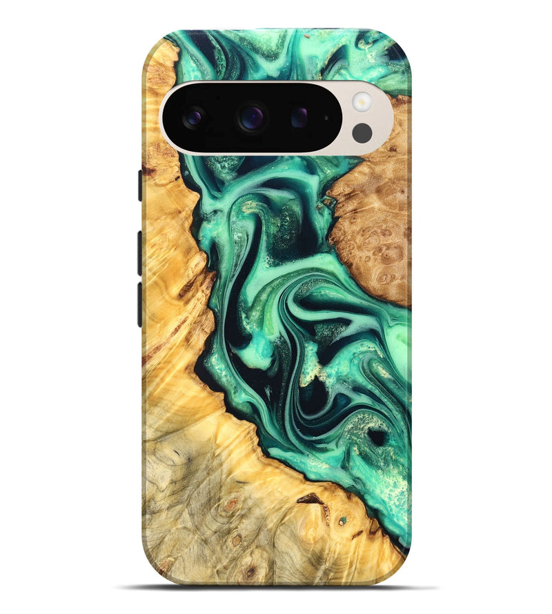 Pixel 9 Pro XL Wood Live Edge Phone Case - Nichole (Green, 823508)