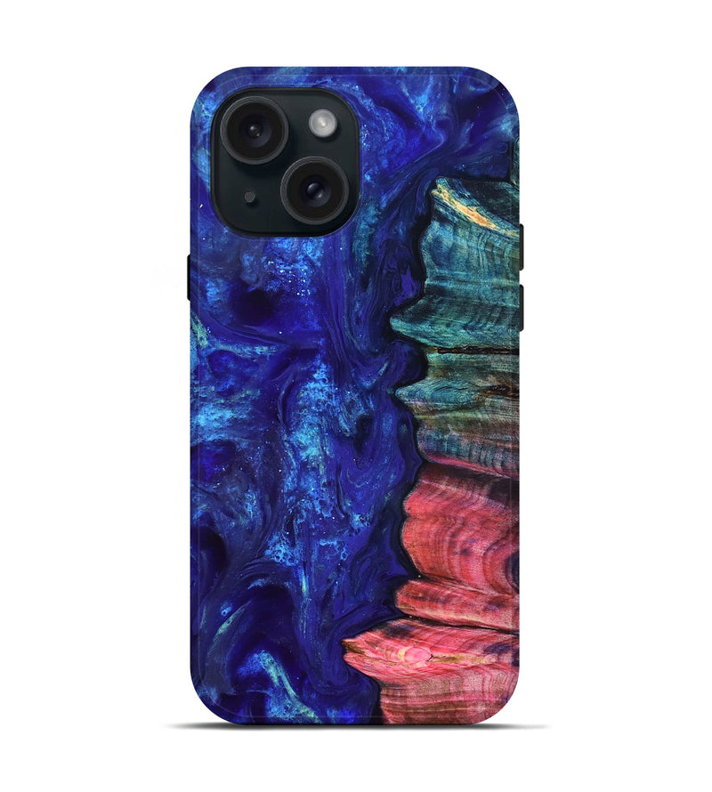 iPhone 15 Wood Live Edge Phone Case - Jamir (Purple, 823509)