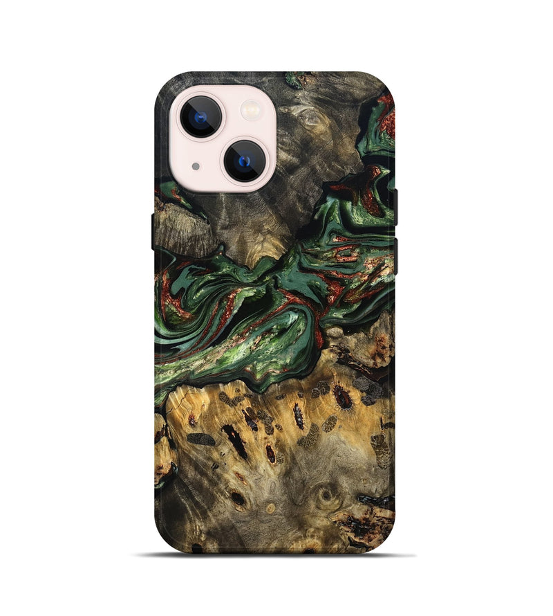 iPhone 13 mini Wood Live Edge Phone Case - Meadow (Green, 823510)