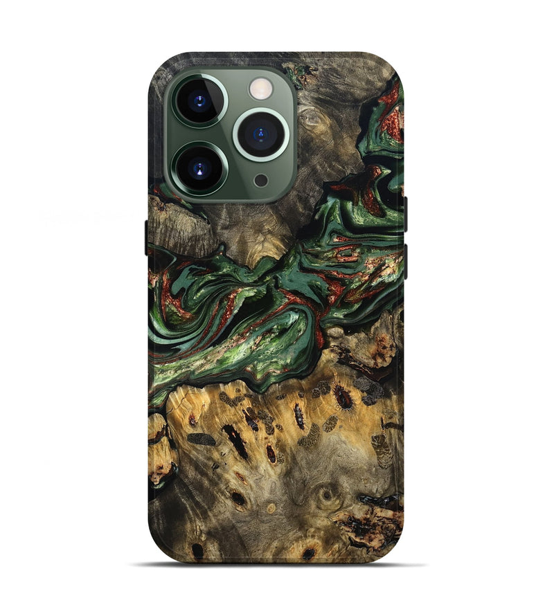 iPhone 13 Pro Wood Live Edge Phone Case - Meadow (Green, 823510)