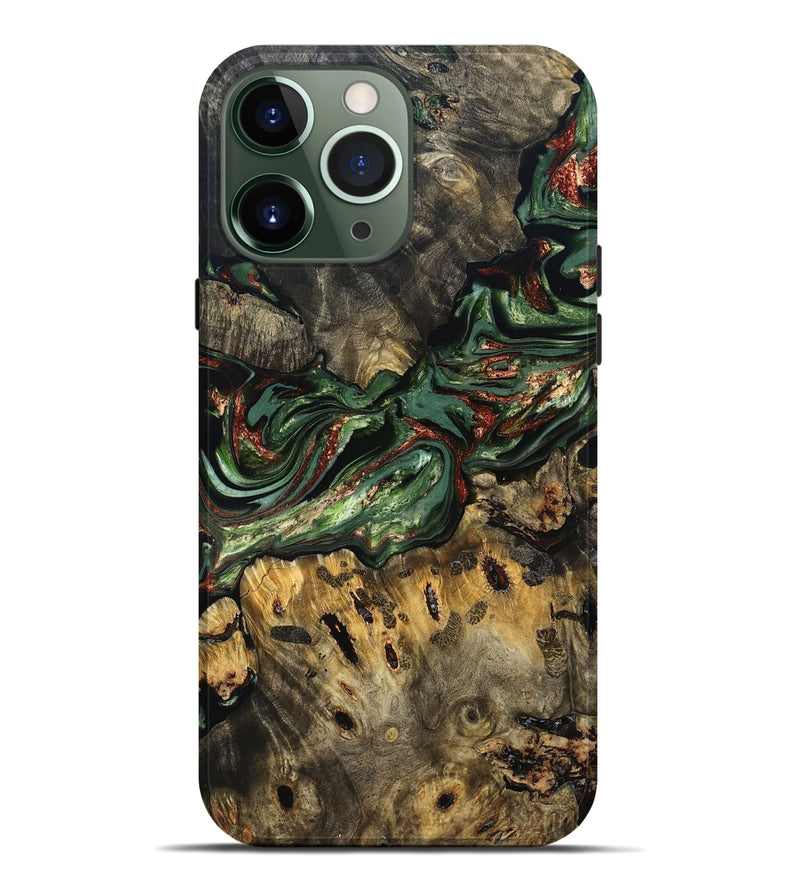 iPhone 13 Pro Max Wood Live Edge Phone Case - Meadow (Green, 823510)