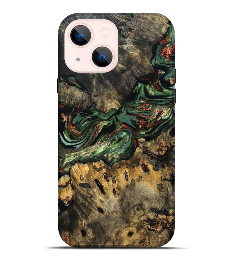 iPhone 14 Plus Wood Live Edge Phone Case - Meadow (Green, 823510)