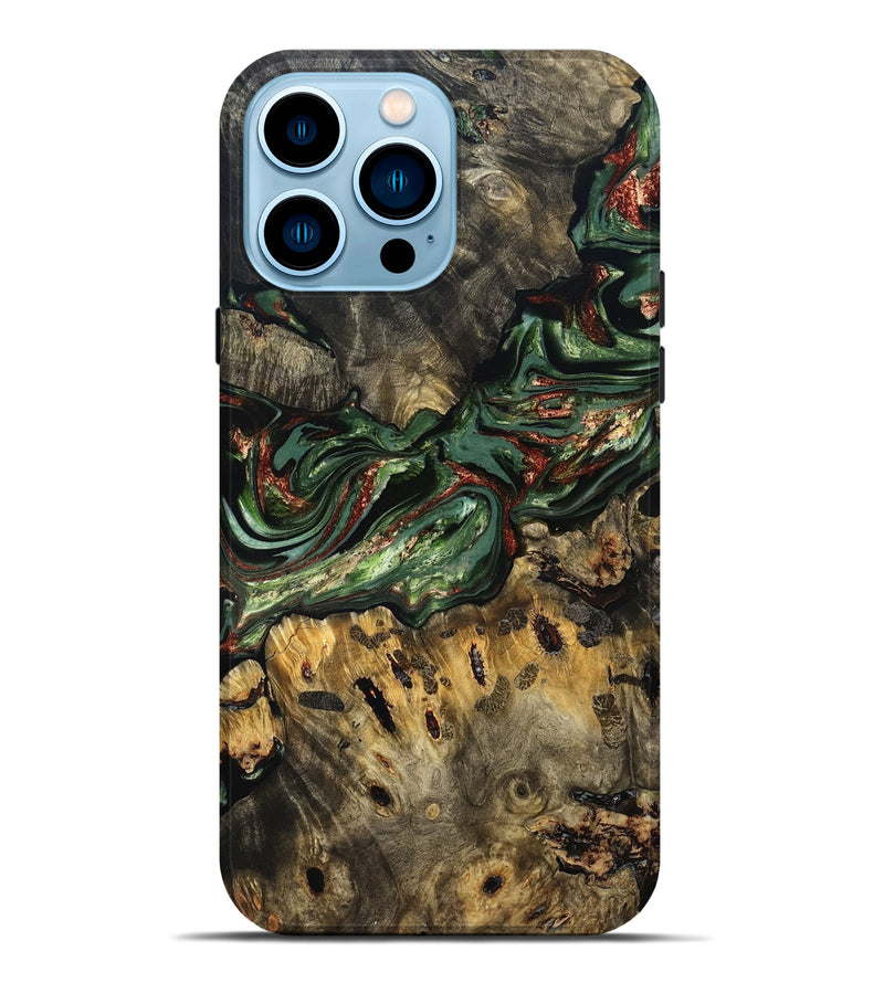 iPhone 14 Pro Max Wood Live Edge Phone Case - Meadow (Green, 823510)