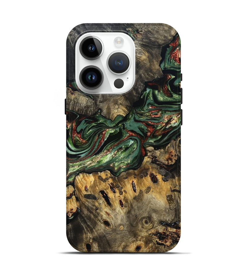iPhone 15 Pro Wood Live Edge Phone Case - Meadow (Green, 823510)