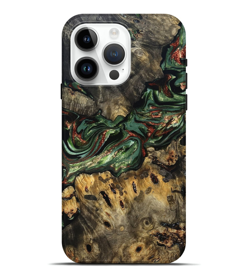 iPhone 15 Pro Max Wood Live Edge Phone Case - Meadow (Green, 823510)