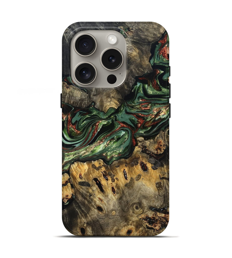 iPhone 16 Pro Wood Live Edge Phone Case - Meadow (Green, 823510)