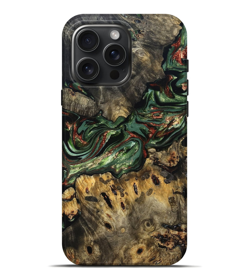 iPhone 16 Pro Max Wood Live Edge Phone Case - Meadow (Green, 823510)