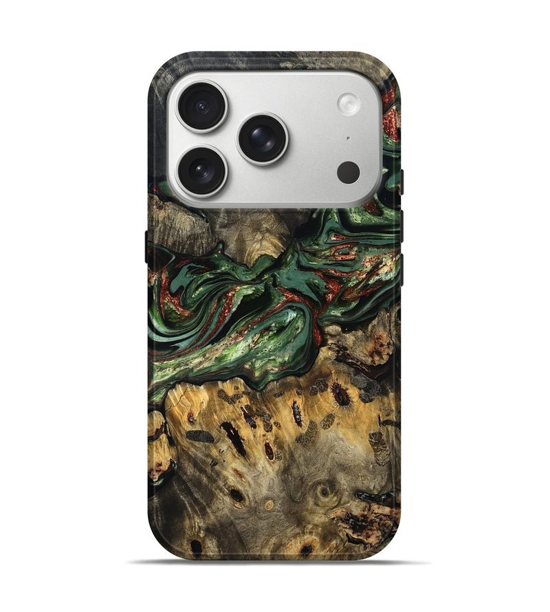 iPhone 17 Pro Wood Live Edge Phone Case - Meadow (Green, 823510)