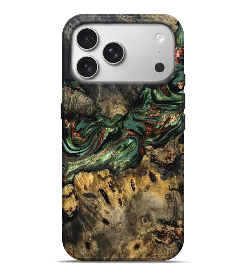 iPhone 17 Pro Max Wood Live Edge Phone Case - Meadow (Green, 823510)