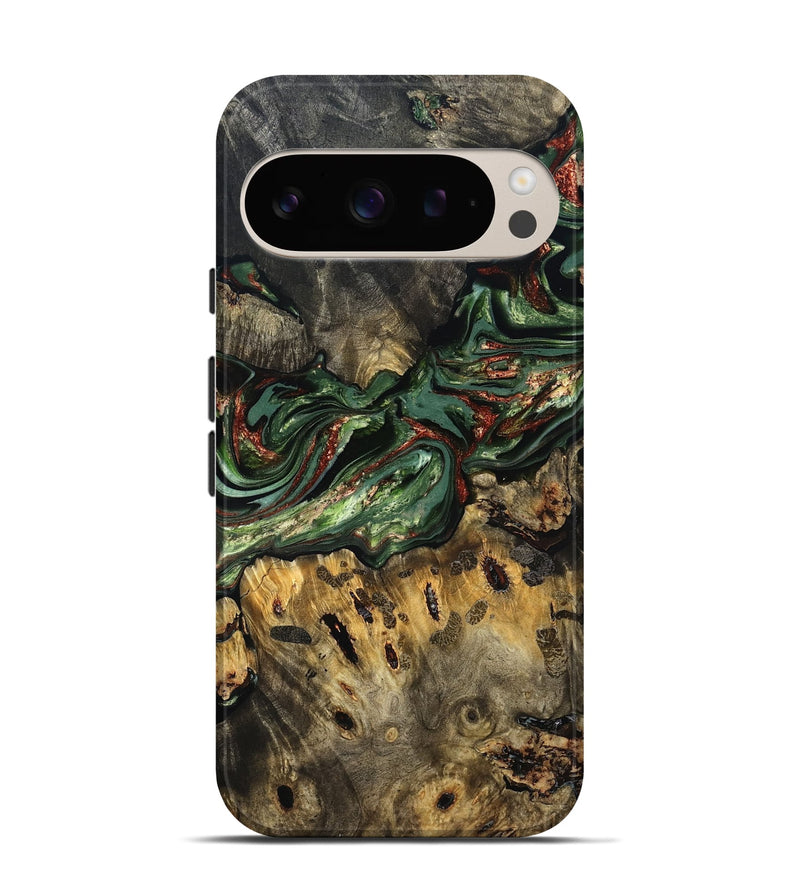 Pixel 9 Pro Wood Live Edge Phone Case - Meadow (Green, 823510)