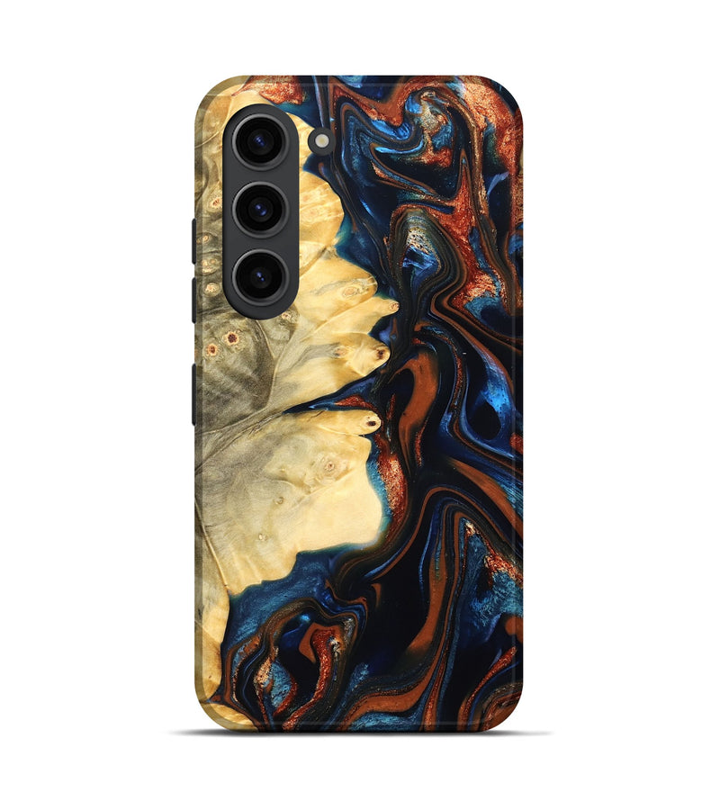 Galaxy S23 Wood Live Edge Phone Case - Tilda (Teal & Gold, 823512)