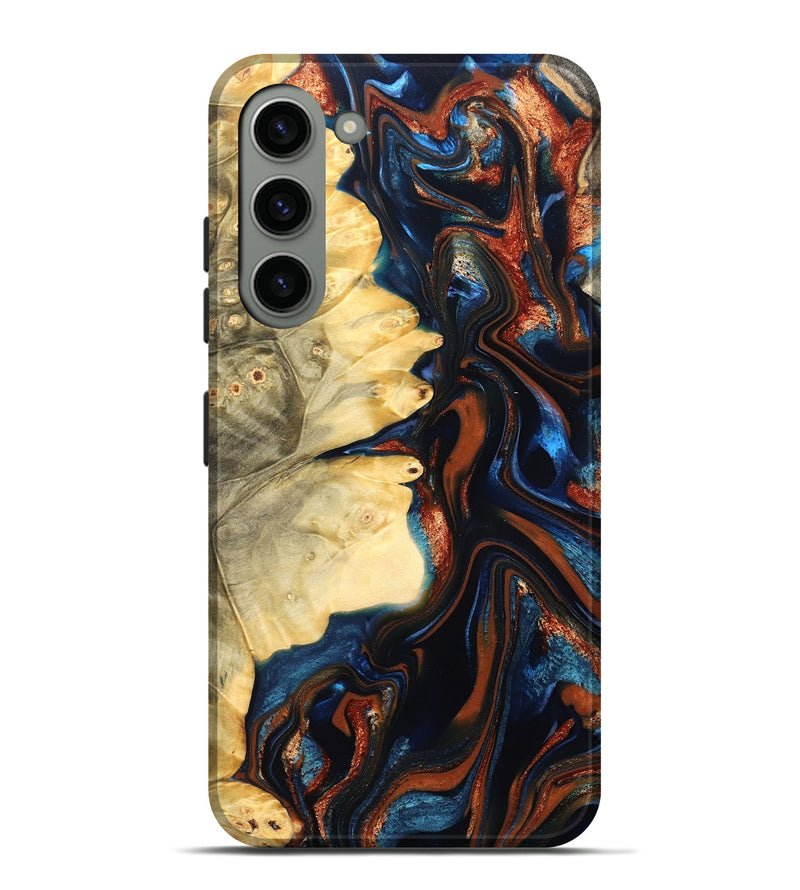 Galaxy S23 Plus Wood Live Edge Phone Case - Tilda (Teal & Gold, 823512)