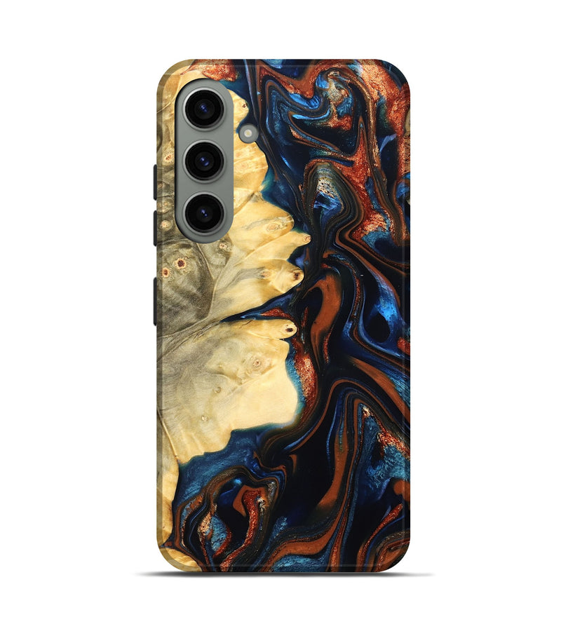 Galaxy S24 Wood Live Edge Phone Case - Tilda (Teal & Gold, 823512)