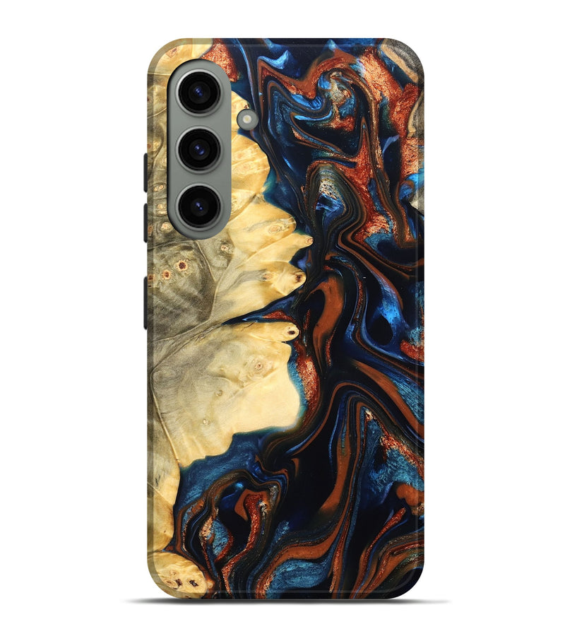 Galaxy S24 Plus Wood Live Edge Phone Case - Tilda (Teal & Gold, 823512)