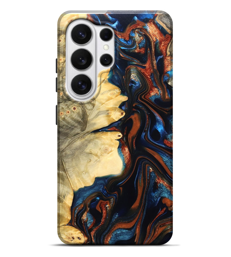 Galaxy S26 Ultra Wood Live Edge Phone Case - Tilda (Teal & Gold, 823512)