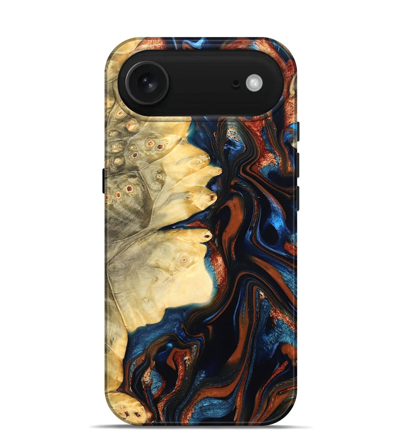 iPhone 17 Air Wood Live Edge Phone Case - Tilda (Teal & Gold, 823512)
