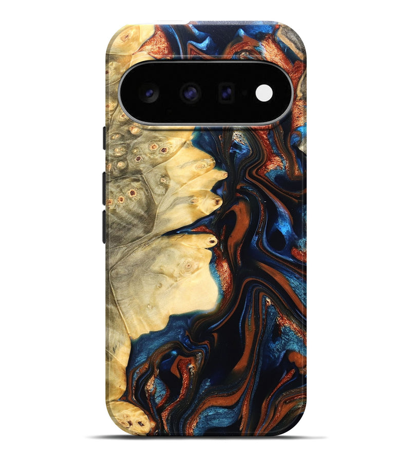 Pixel 11 Pro XL Wood Live Edge Phone Case - Tilda (Teal & Gold, 823512)
