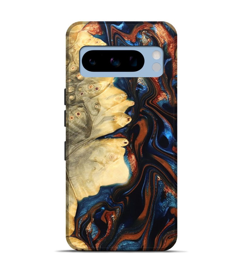Pixel 8 Pro Wood Live Edge Phone Case - Tilda (Teal & Gold, 823512)