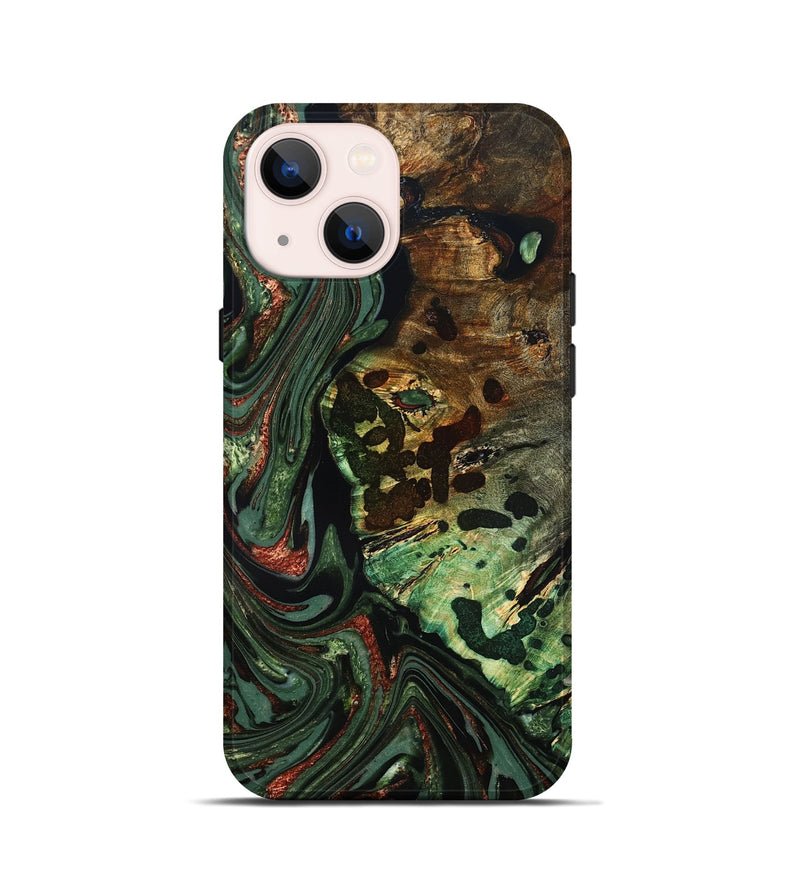 iPhone 13 mini Wood Live Edge Phone Case - Rivka (Green, 823514)
