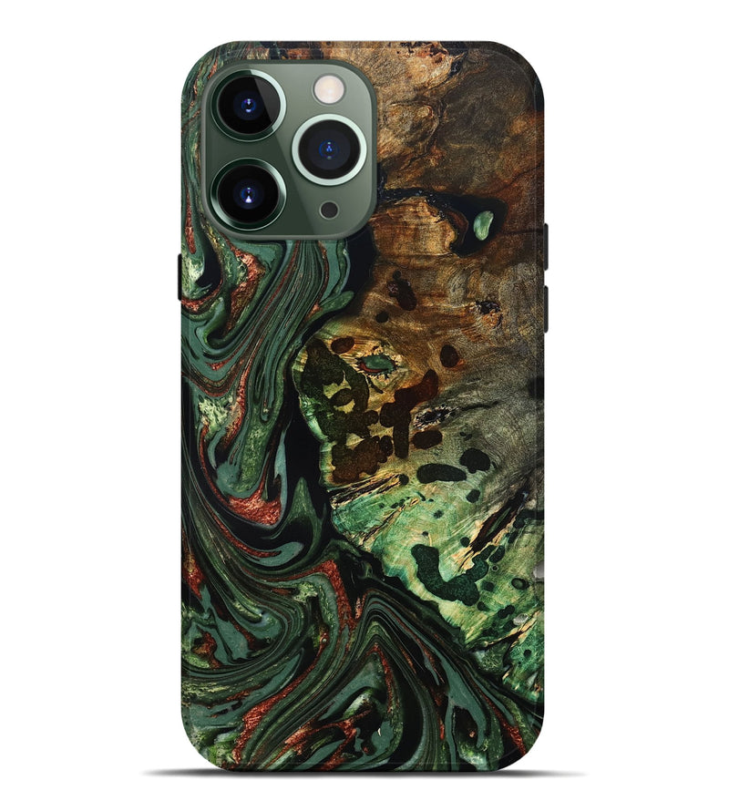 iPhone 13 Pro Max Wood Live Edge Phone Case - Rivka (Green, 823514)