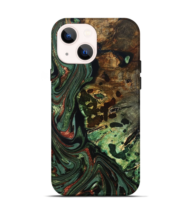 iPhone 14 Wood Live Edge Phone Case - Rivka (Green, 823514)