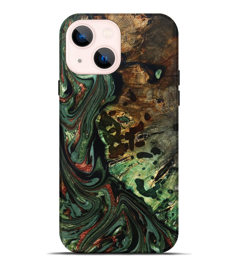 iPhone 14 Plus Wood Live Edge Phone Case - Rivka (Green, 823514)