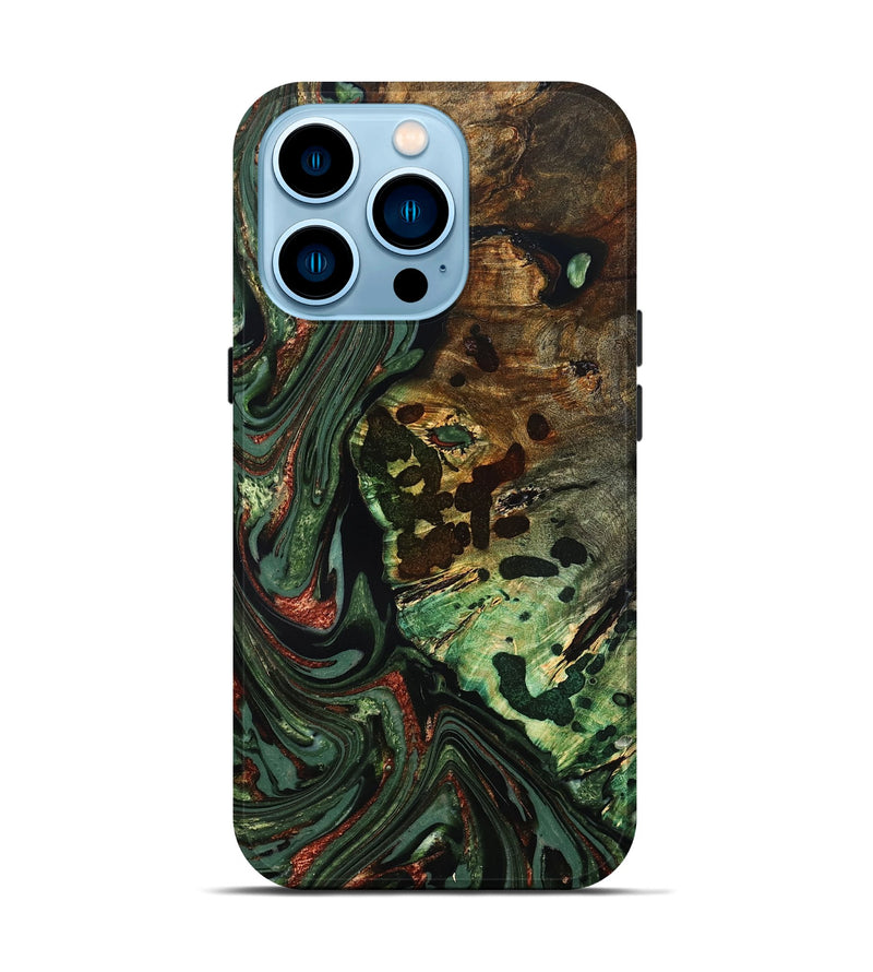 iPhone 14 Pro Wood Live Edge Phone Case - Rivka (Green, 823514)