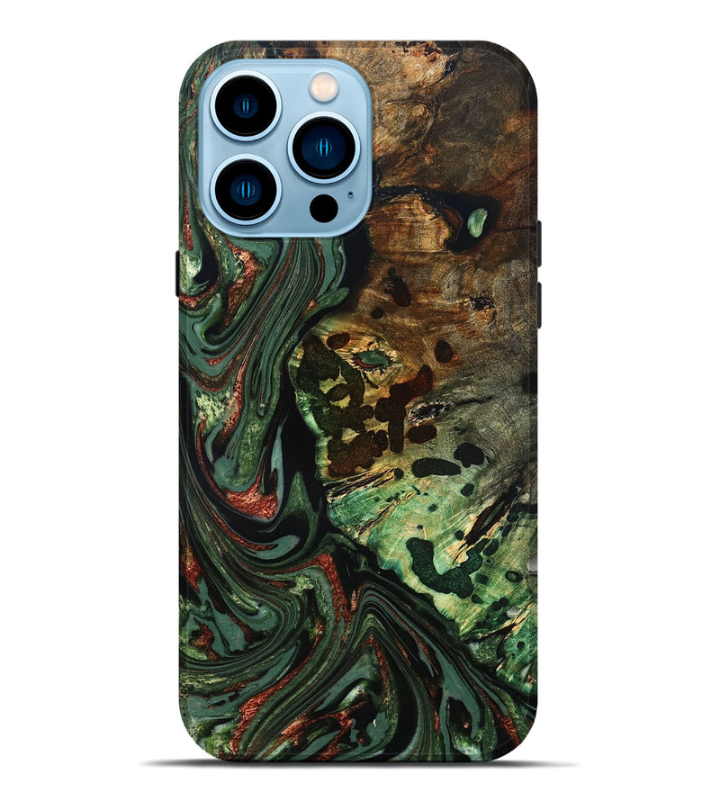 iPhone 14 Pro Max Wood Live Edge Phone Case - Rivka (Green, 823514)