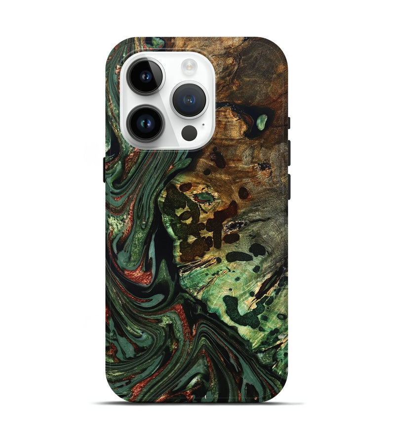 iPhone 15 Pro Wood Live Edge Phone Case - Rivka (Green, 823514)