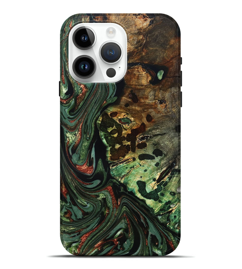 iPhone 15 Pro Max Wood Live Edge Phone Case - Rivka (Green, 823514)
