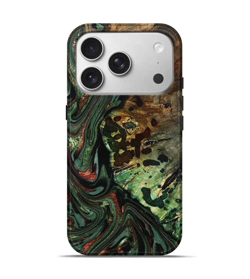 iPhone 17 Pro Wood Live Edge Phone Case - Rivka (Green, 823514)