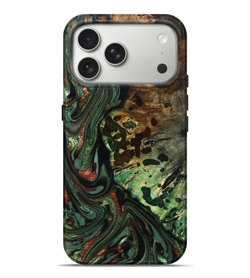 iPhone 17 Pro Max Wood Live Edge Phone Case - Rivka (Green, 823514)