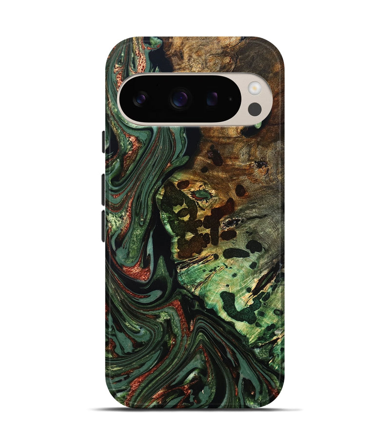 Pixel 9 Pro Wood Live Edge Phone Case - Rivka (Green, 823514)