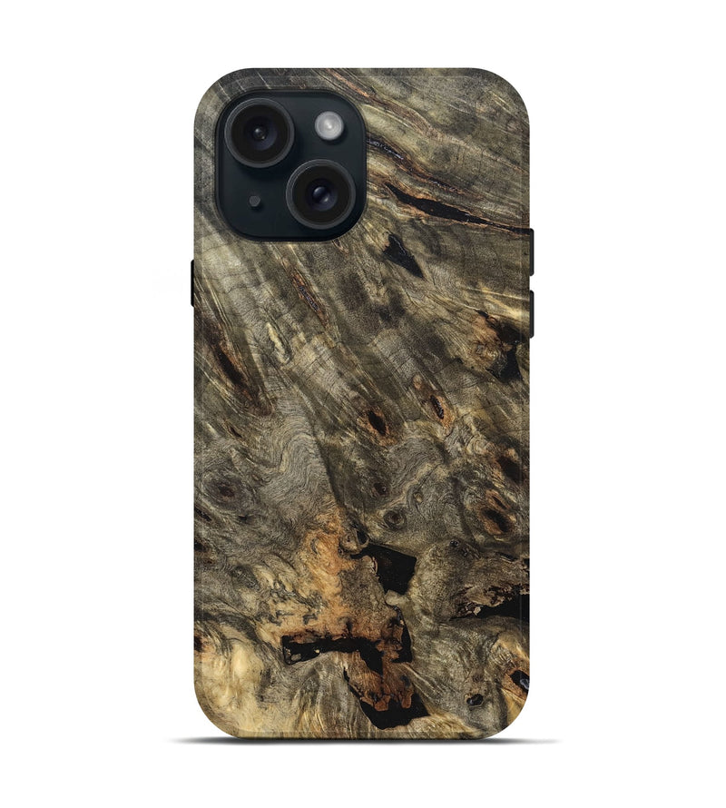 iPhone 15 Wood Live Edge Phone Case - Mara (Solid Wood, 823515)