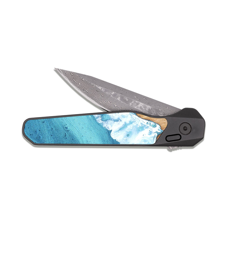 EDC Dark Damascus Wood Pocket Knife - Ashli (Coastal, 823517)