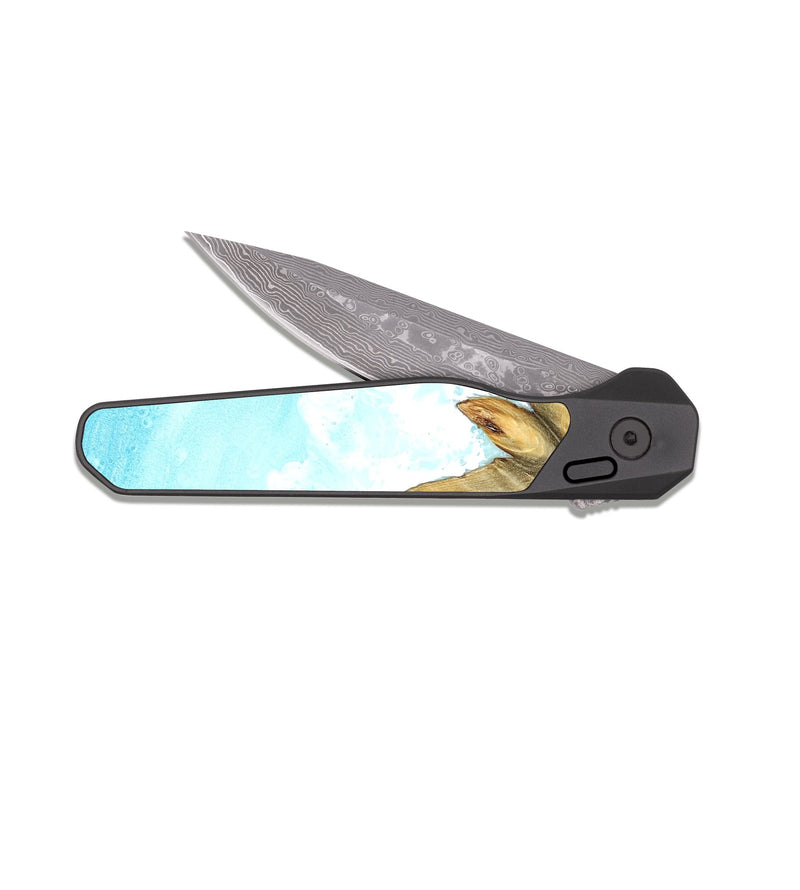 EDC Dark Damascus Wood Pocket Knife - Abdiel (Coastal, 823520)