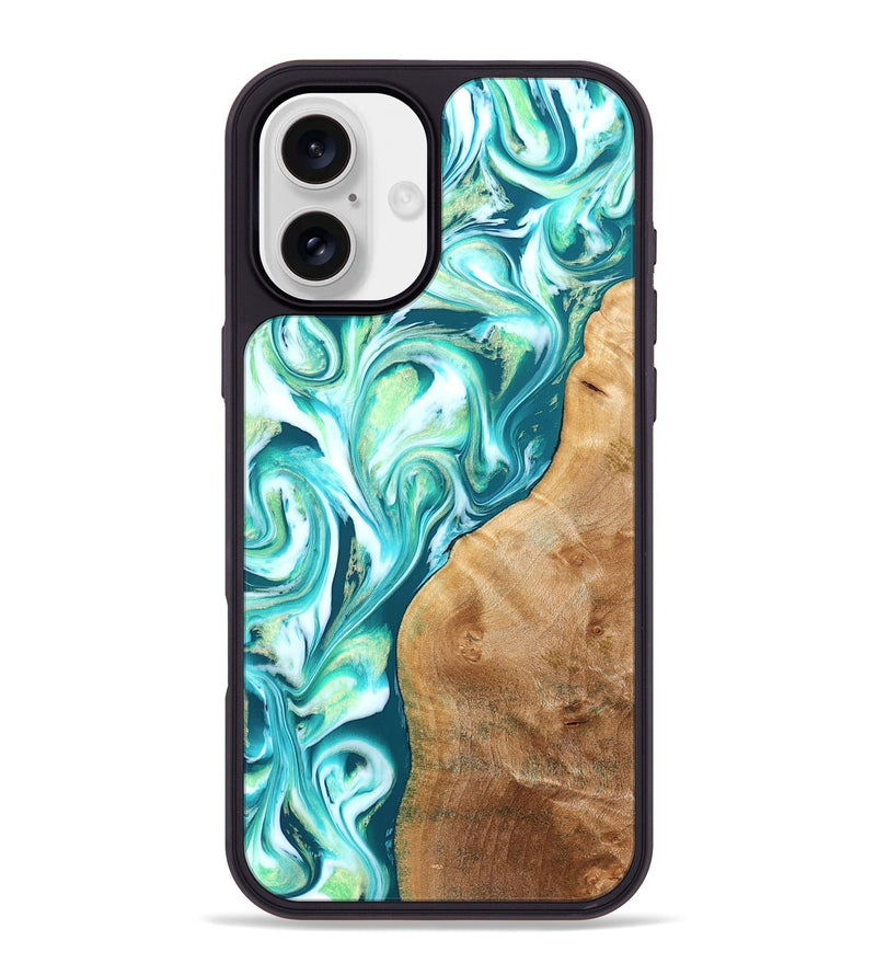 iPhone 16 Plus Wood Phone Case - Corey (Green, 823524)
