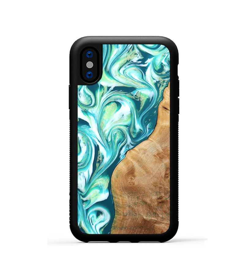 iPhone Xs Wood Phone Case - Corey (Green, 823524)