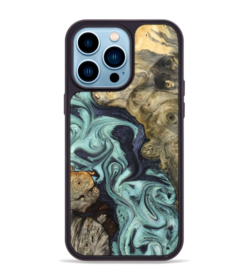 iPhone 14 Pro Max Wood Phone Case - Elena (Green, 823525)
