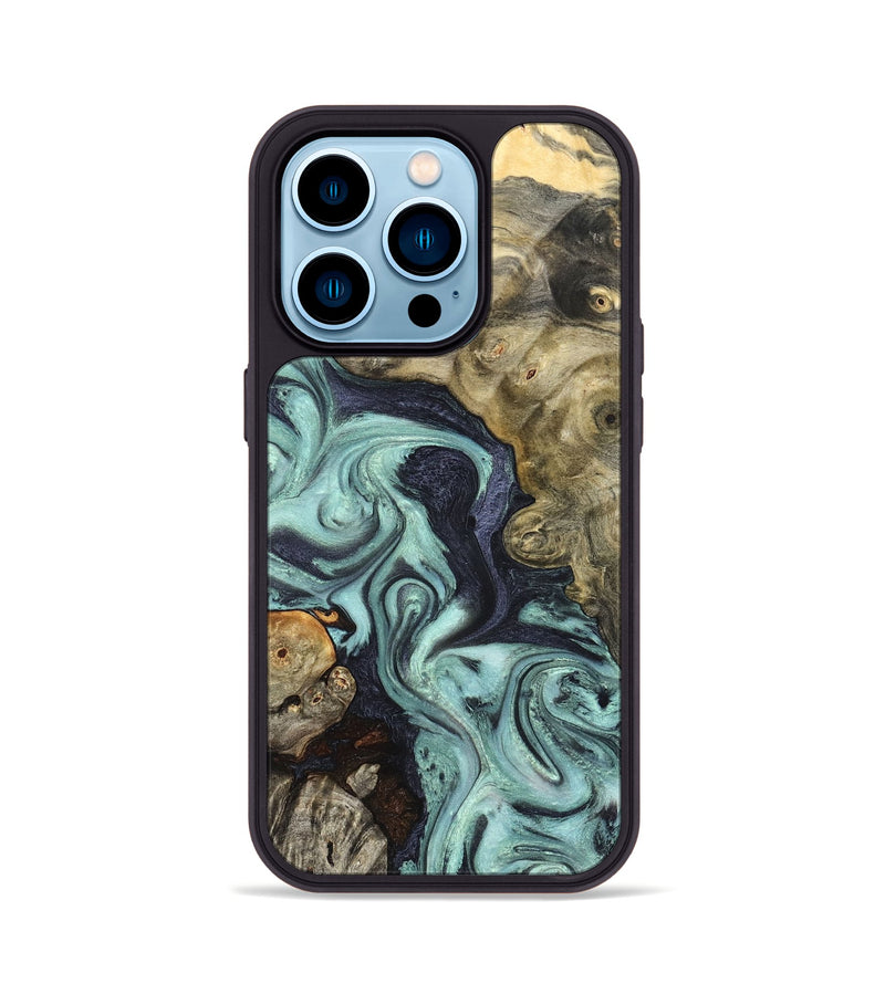 iPhone 14 Pro Wood Phone Case - Elena (Green, 823525)