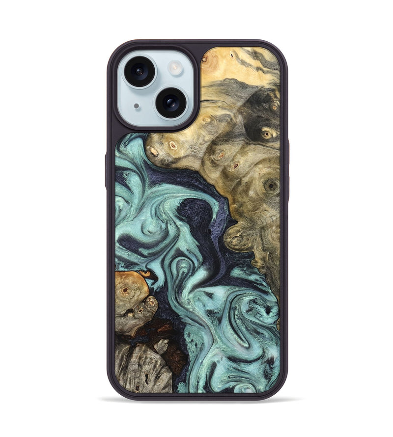 iPhone 15 Wood Phone Case - Elena (Green, 823525)