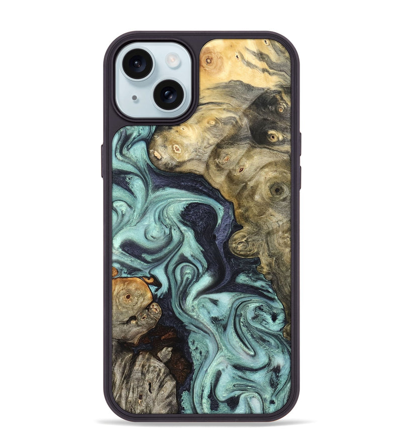 iPhone 15 Plus Wood Phone Case - Elena (Green, 823525)
