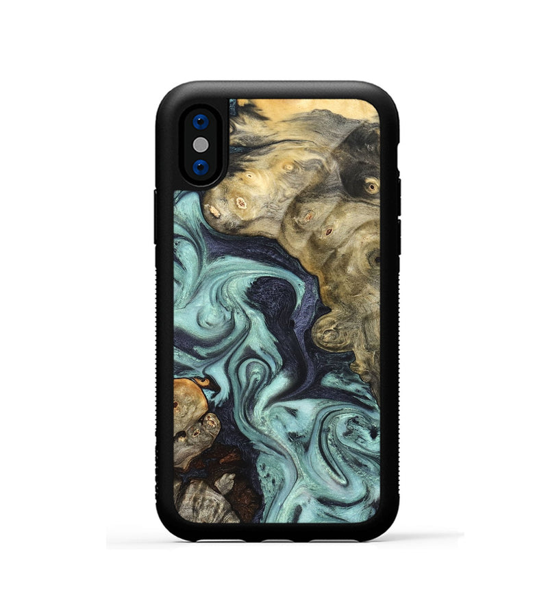 iPhone Xs Wood Phone Case - Elena (Green, 823525)