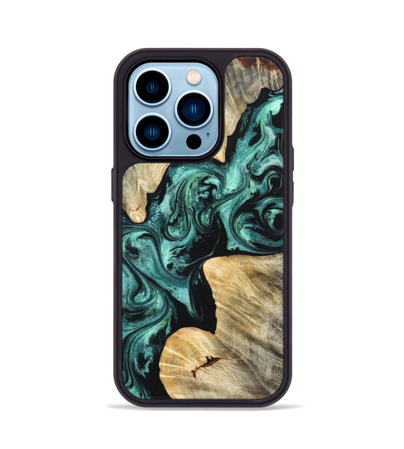 iPhone 14 Pro Wood Phone Case - Kevon (Green, 823526)