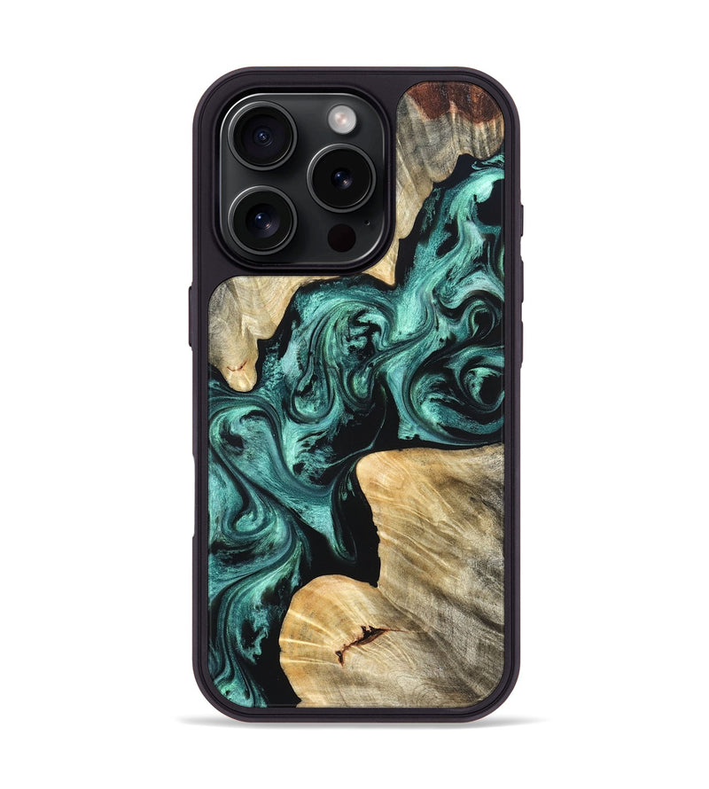 iPhone 16 Pro Wood Phone Case - Kevon (Green, 823526)