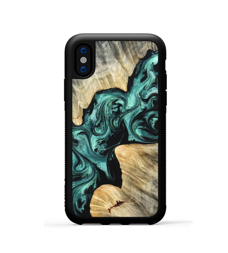 iPhone Xs Wood Phone Case - Kevon (Green, 823526)