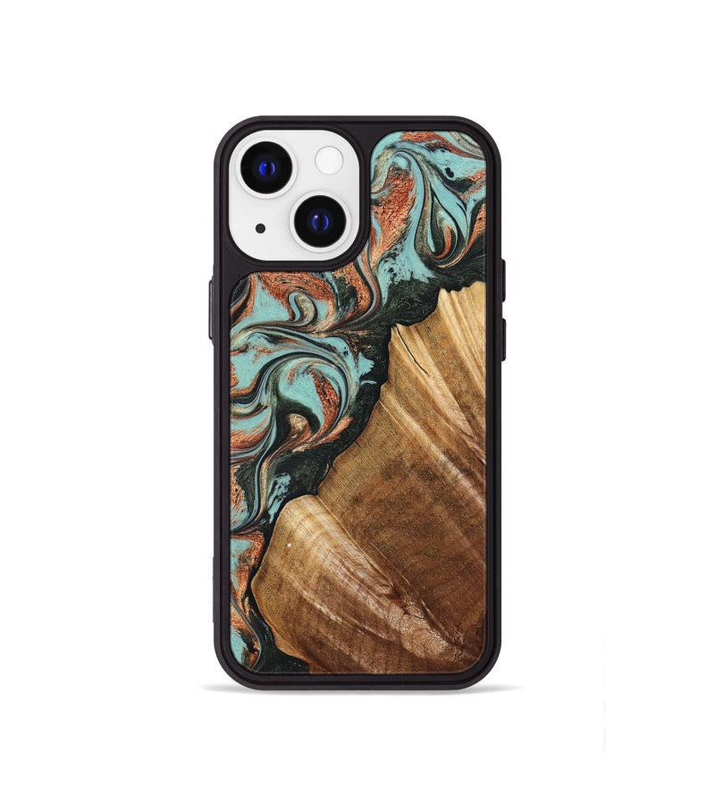 iPhone 13 mini Wood Phone Case - Eboni (Green, 823527)